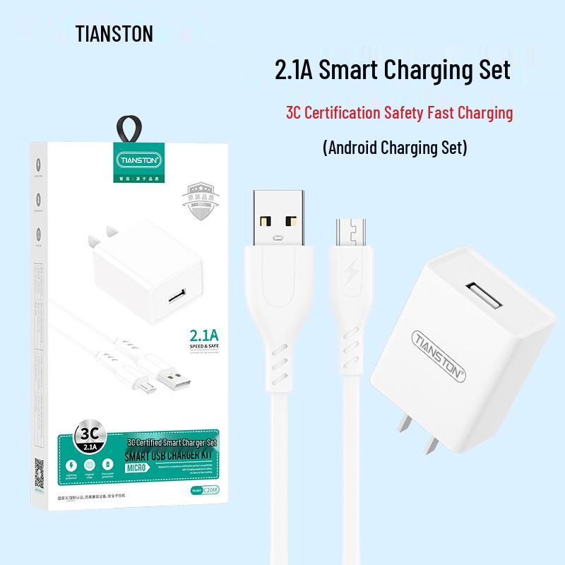 3C Certified Fast Charger Set, 2.1A, Compatible with Android & Apple, Logo Customization Available.