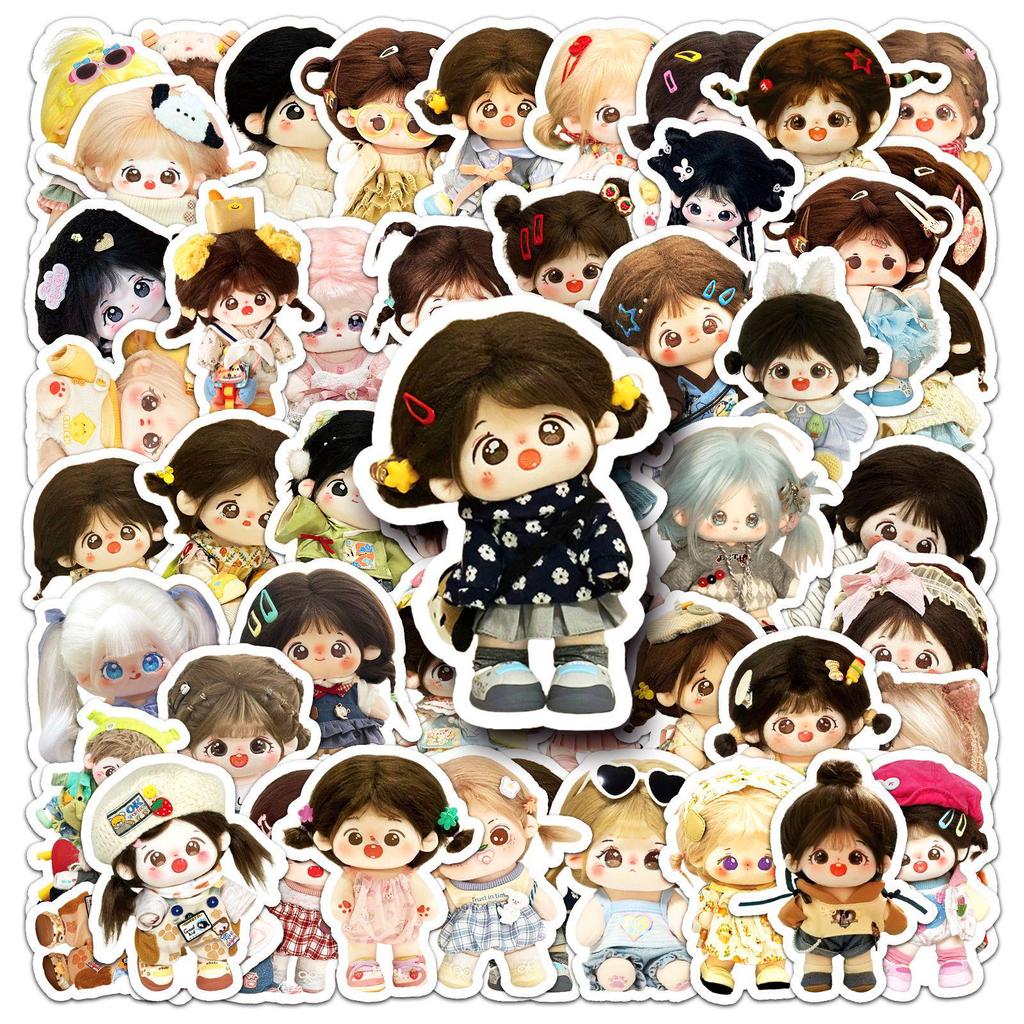 50 Cute Cartoon Cotton Doll Stickers for Decorating Phone Cases & Water Cups