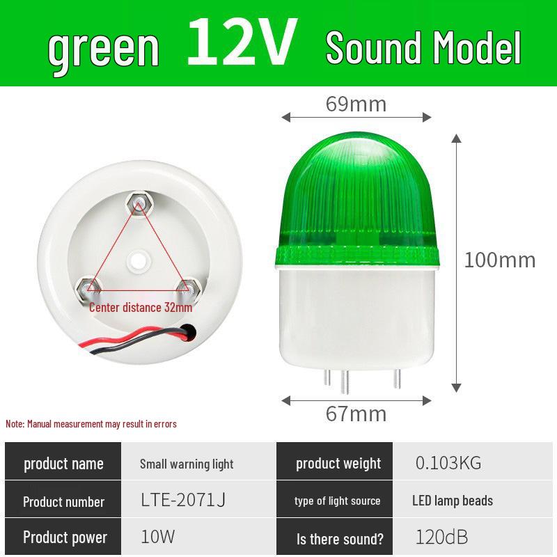 LTE-2071J LED Strobe Signal Light with Audible Alarm - Small Flashing Warning Indicator
