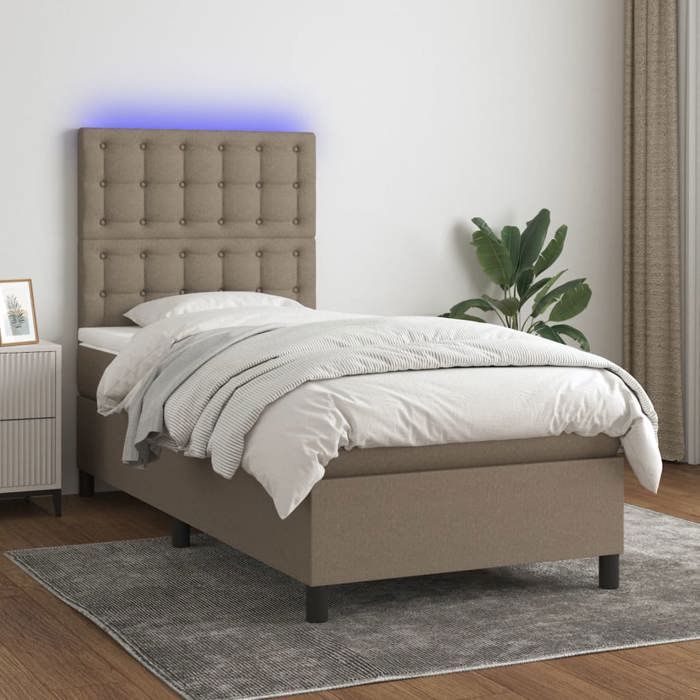 VidaXL Sommier à Lattes de Lit avec Matelas et LED, Lit Rembourré, Lit Simple, Lit Adulte de Chambre à Coucher Intérieur, 3135177
