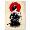 Vintage Ink Mural Modern Japanese Samurai Wall Art Poster Home Decor Picture Print Canvas Painting Living Room Light Decoration