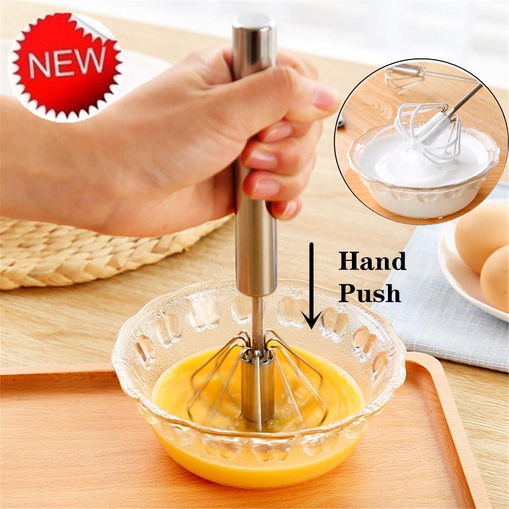 Rotary Egg Beater Baking Tools Eggbeater Stainless Steel Coarse Blender Semi Automatic Eggbeater Manual Mini Silicone Whipper