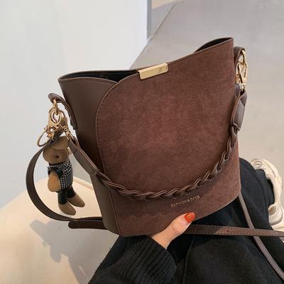 Premium Vintage Bucket Bags Women Autumn Winter Fashion All Match Shoulder Crossbody Bag  New Trend Casual Frosted Pack