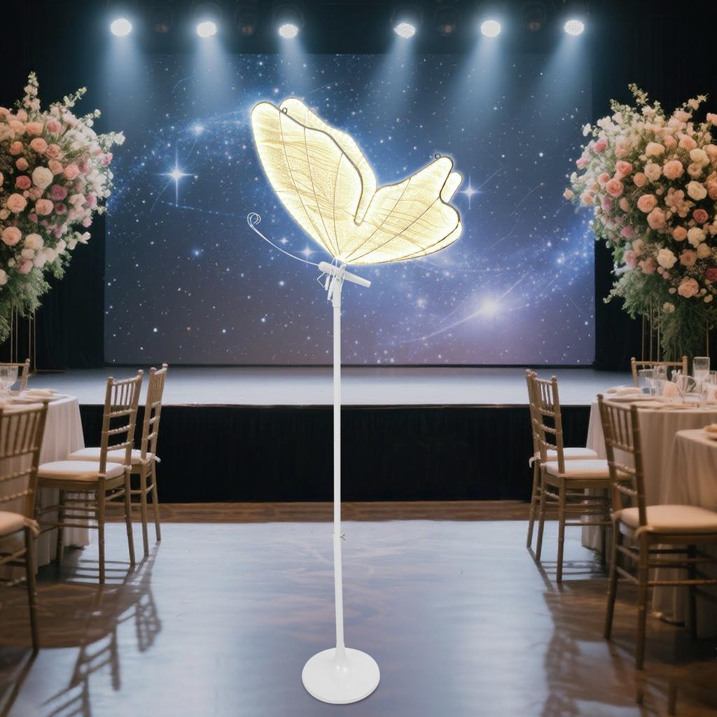 Elegant LED Illuminated Butterfly Pathway Floor Lamp, 1-Piece Romantic Warm White Ambient Lighting for Wedding Reception Decor