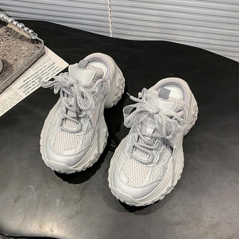 European Station Tire Sole Dad Shoes Women's Heelless Bag Head Half Slippers 2025 New Platform Sports Casual Shoes Tide