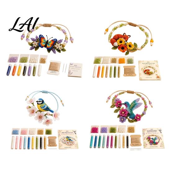 Bead Embroidery Craft Set DIY Beaded Bracelet Making Kit Beginner-Friendly Animal Unique Jewelry Crafting Beadwork for Adults Lovers Weaving