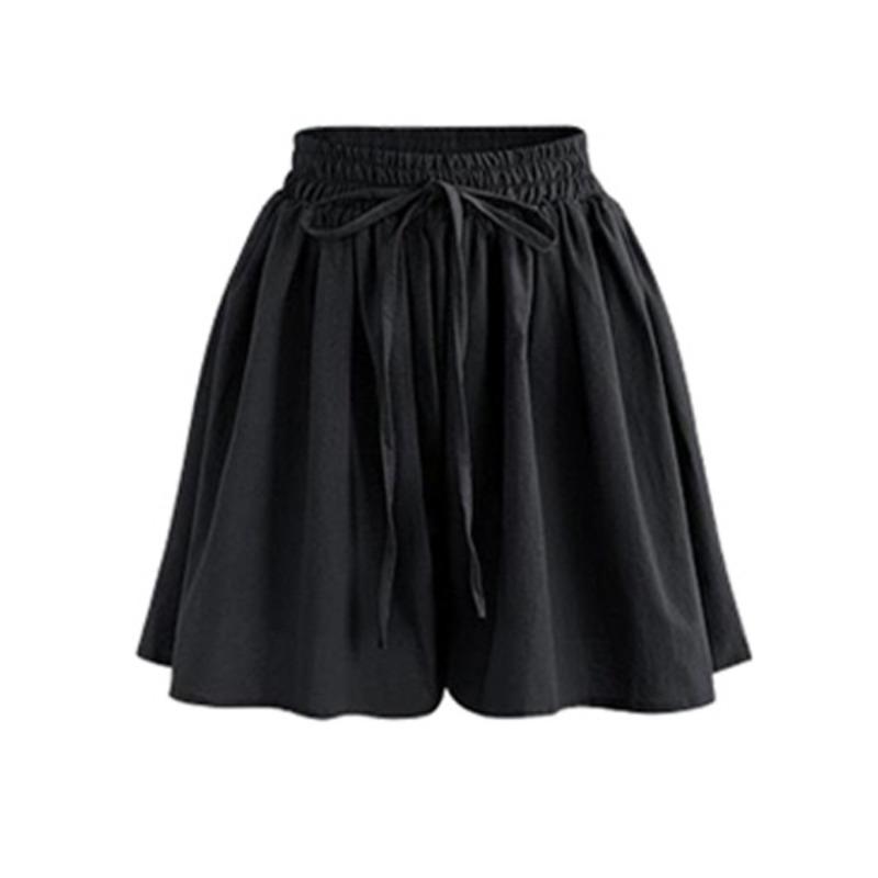 Grote Maat Wijde Pijpen Shorts Dames Zomer Plus Vet Nieuwe Rok Enkellaags Elastische Taille Los en Veelzijdig Koreaanse Versie Casual Broek L zwart