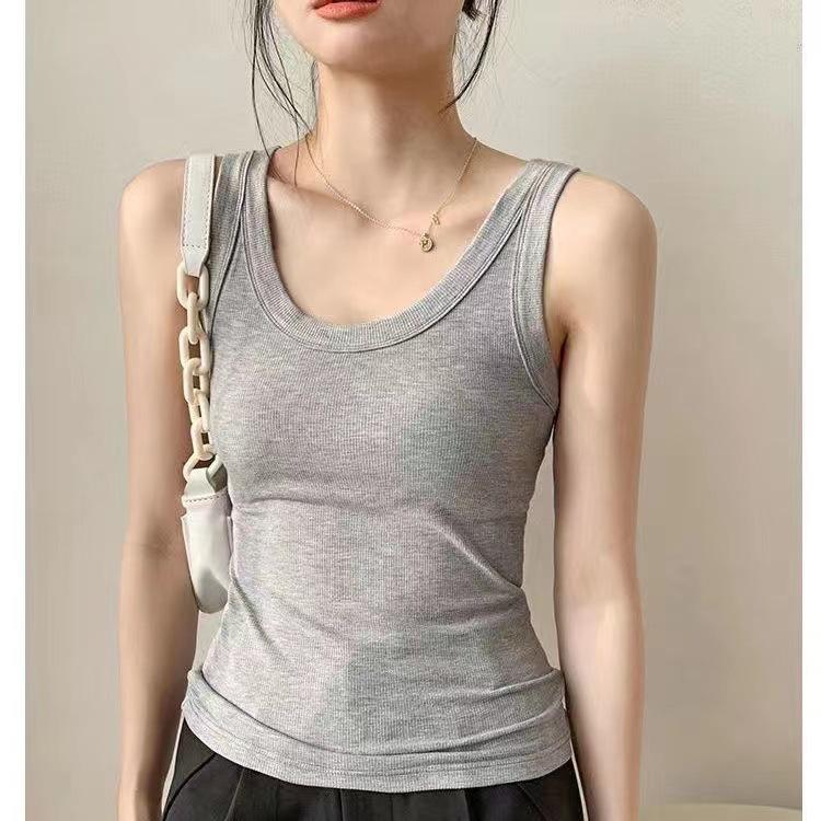 Women's Fashion Casual Summer Spring Solid Color Print Sleeveless U-Neck Blouses & Shirts