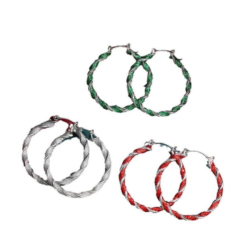 Christmas-Piece Set/Pair Christmas Tricolor Knob Stylish Simple Cute Earrings Earrings