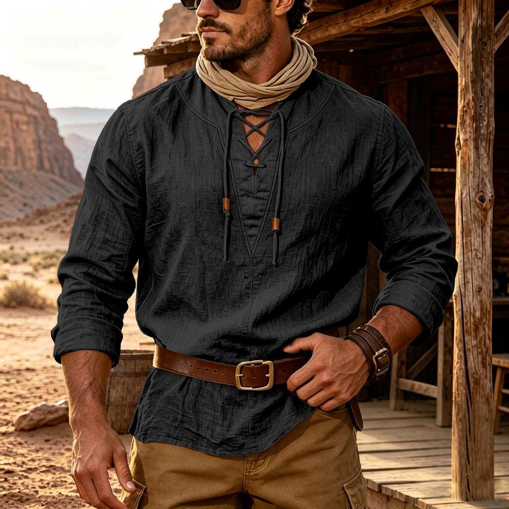 Men's Retro Casual Shirt with, Breathable and for