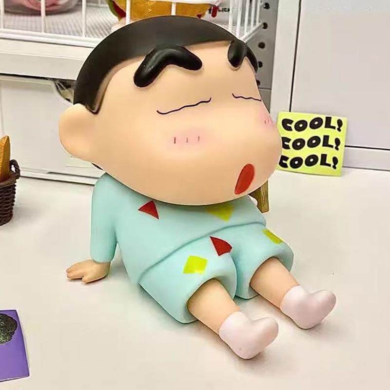 12Cm Crayon Xiaoxin Anime Lazy Phone Holder Phone Stand Desktop Decoration Trendy Play Handmade Model Doll Birthday Gift Toy