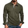 Mens Long Sleeve Corduroy Polo Shirt Casual Autumn Top