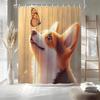 Cute Dog Shower Curtain Funny Corgi And Butterfly Puppy Lovely Cartoon Animal Pet Lover Abstract Girls Boys Bath Curtain Fabric