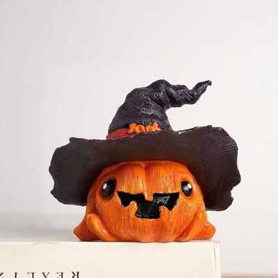 Cartoon Halloween Pumpkin Ornament Waterproof Funny Ghost Pumpkin Decoration Handmade Resin Pumpkin Crafts Festival Atmosphere