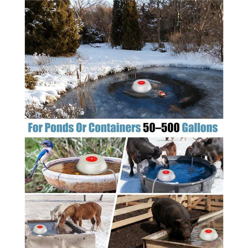 Auto On/OFF 1000W Floating Pond Deicer Heater With Thermostat-Control, LED Indicator, And US Power Plug US PLUG