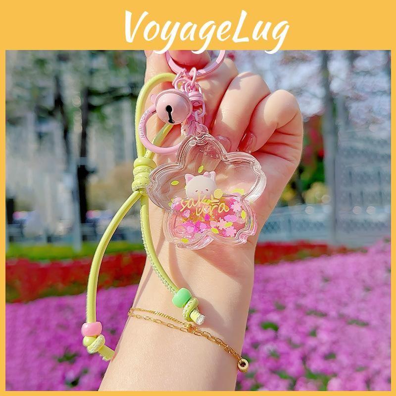 Sakura Soft Cute Animal Oil Pendant With Small Bell Girl Keychain Bag Accessory