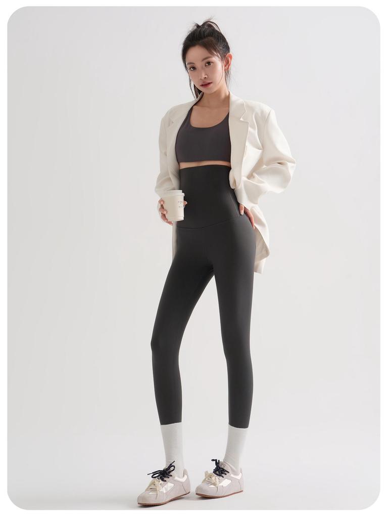 Women's High Waist Slimming Yoga Pants - Spring/Autumn Elastic Base Layer, 8-Point Length for Short Women