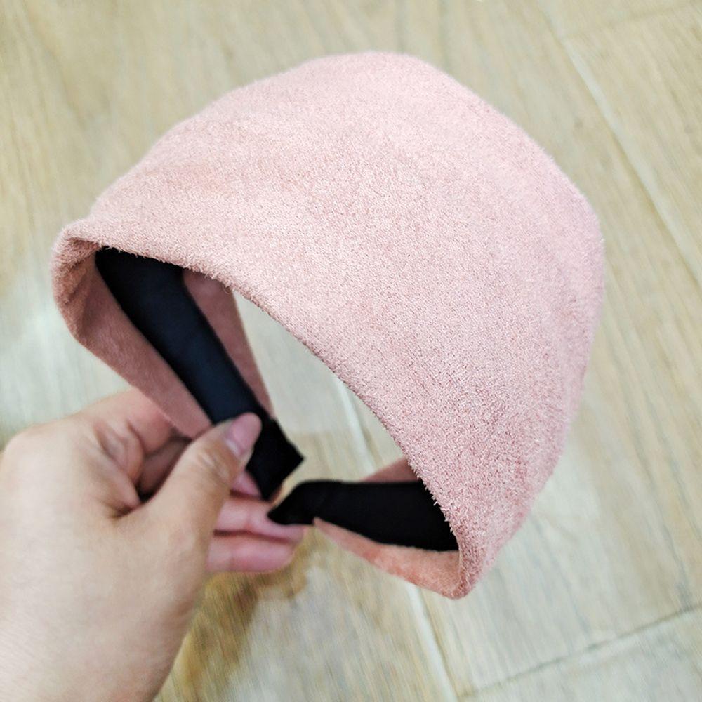 Wide Hairband Vintage Solid Color Women Headband Sweet Hair Hoop Suede Korean Style Hair Hoop