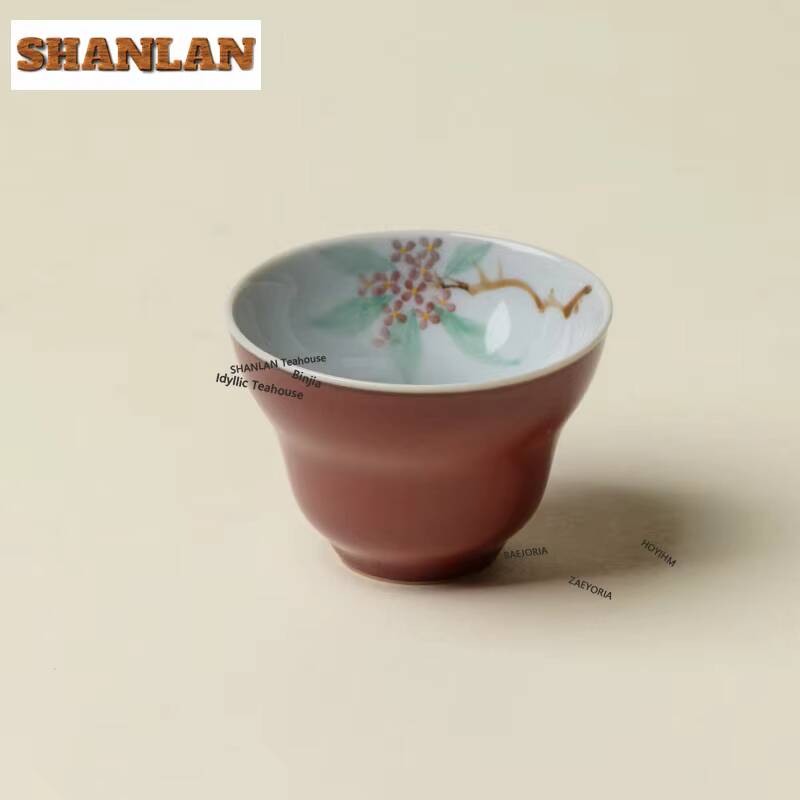 35ml Hand-painted Autumn Osmanthus Teacup Creative Tea Bowl Water Jug Tea-tasting Personal Cup Jianzhan Master Cups Drinkware
