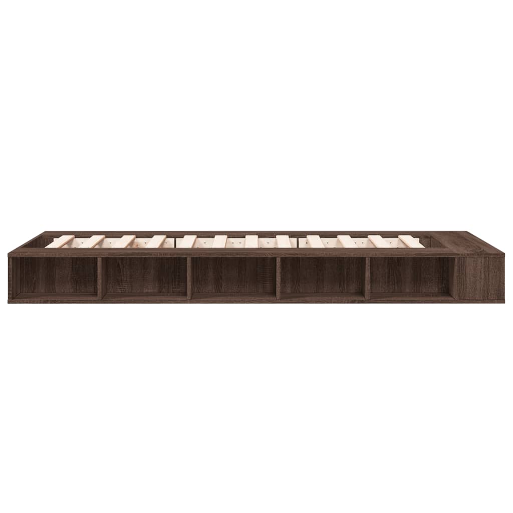 Bed Frame In Brown Oak Look 90 X 200 Cm Engineered Wood