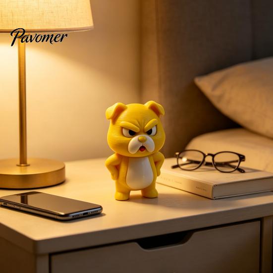 Fun Novelty Desk Items Little Yellow Dog Ornament, 3D Printed Durable PLA Cute Cartoon Figurine Figurine, Funny Arrogant Statue for Home Office Shelf