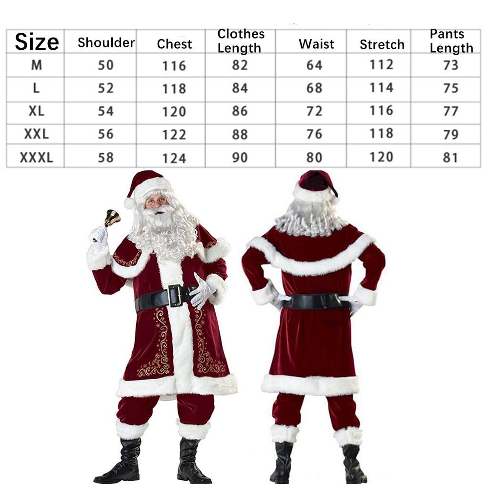 Mens Fancy Dress Warm Santa Claus Costume Adult Santa Outfit Red Cosplay Costume Set For Holiday Event Themed Gathering Cosplay