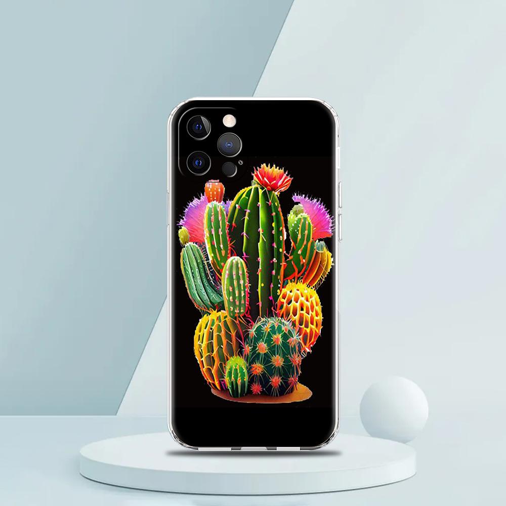 Plant Cactus Phone Case for iPhone 16 15 14 13 12 Pro Max Transparent Soft for iPhone 11 Pro Max 7 8 Plus XS XR Shell Bags