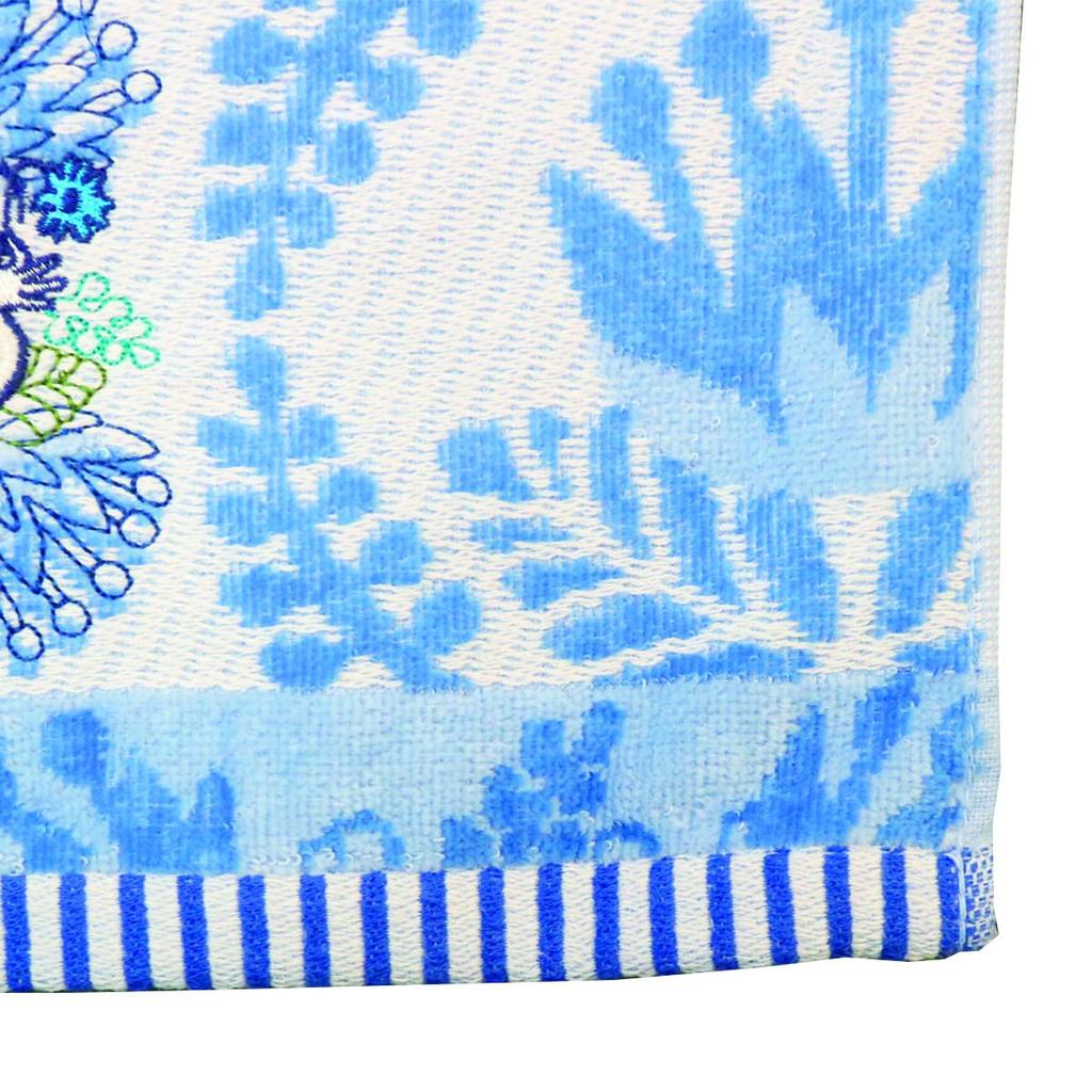 Marushin Moomin Face Quilted Character Organic Antibacterial and Odor 1405039800 Towel, Blue, Design, 100% Cotton, Resistant,