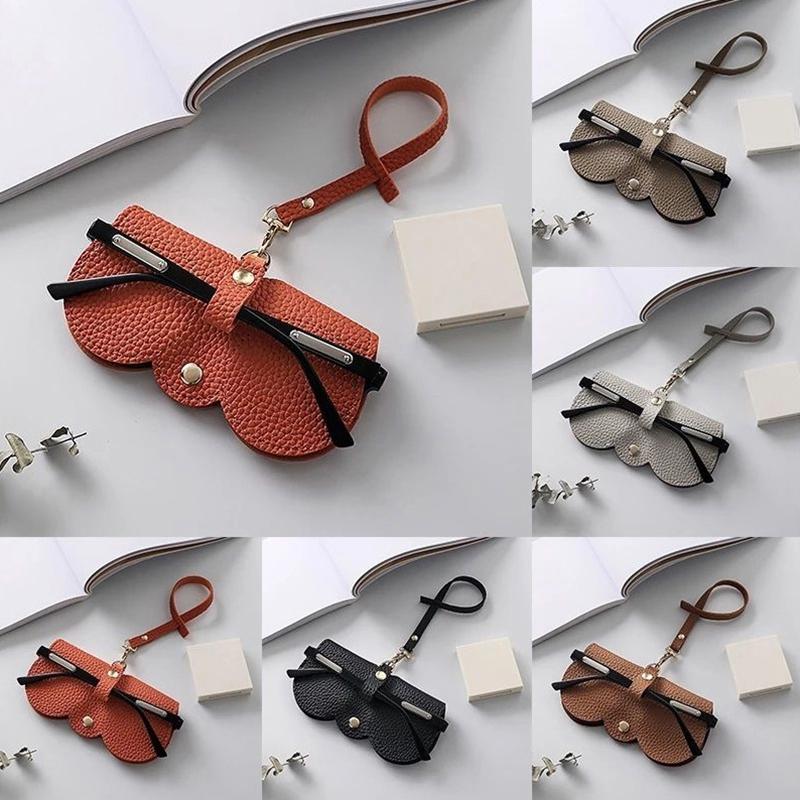 Pu Sonnenbrillentasche, Tragbares Brillenetui, Schutzhülle für Sonnenbrillen, Niedlicher Brillenclip, Minimalistische Damen-Brillentasche