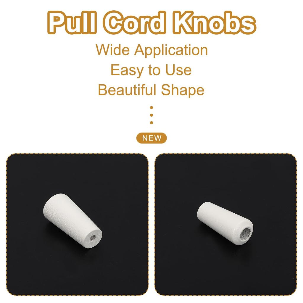 Uxcell White Wooden Cord Knobs, Tassel Drop Pull End Pendants for Window Blinds, Shades, Curtains, Crafts, 1.4x0.6", 20 Pieces