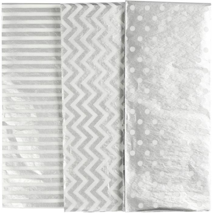 Tissue Paper Assortment - 50 X 70 Cm - Silver - 6 Pcs