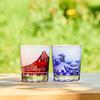 LUGUFON Cut Glass Fuji Rock Glass Wave Handcrafted by Comes In a Paulownia Wood Suitable for Stylish and Perfect for and Other Special Set of 2 Mt.