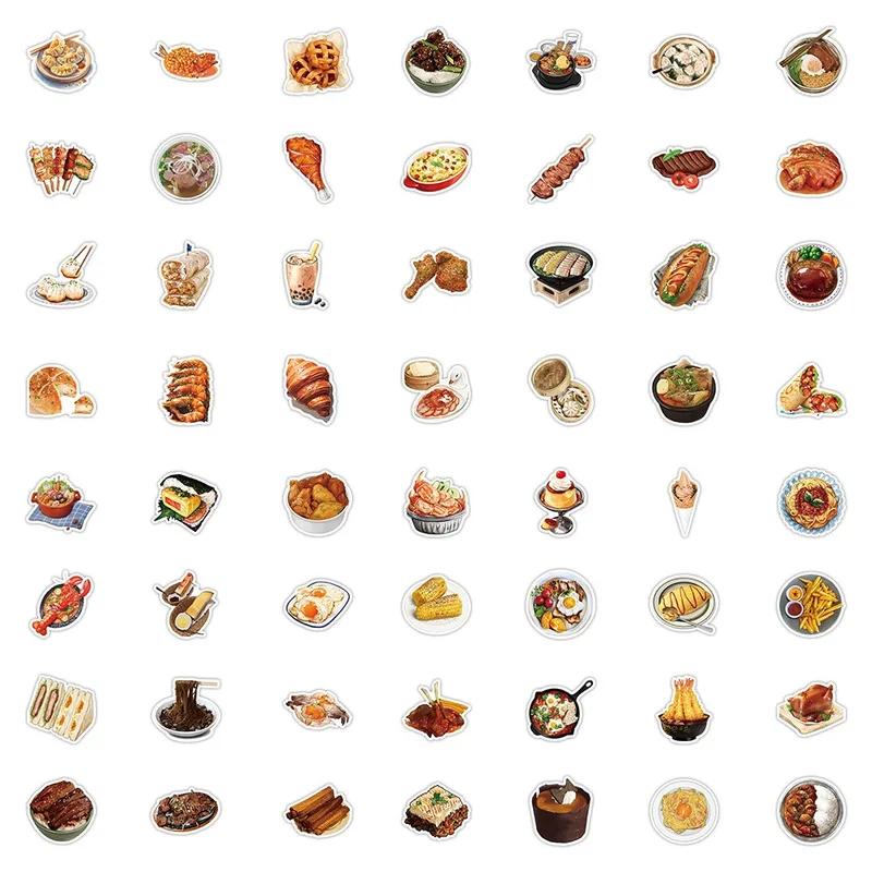 

60 Pcs Realistic Snacks Delicious Food Stickers Pancakes Pizza Ice Cream Hot Pot Stickers Laptop Stickers Children Stickers