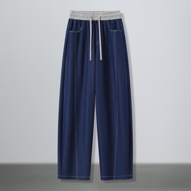 

Женские джинсы с высокой посадкой из ледяного шелка с широкими штанинами - Летние повседневные универсальные XL (29) - Recommended 116-125 lbs темно-синий