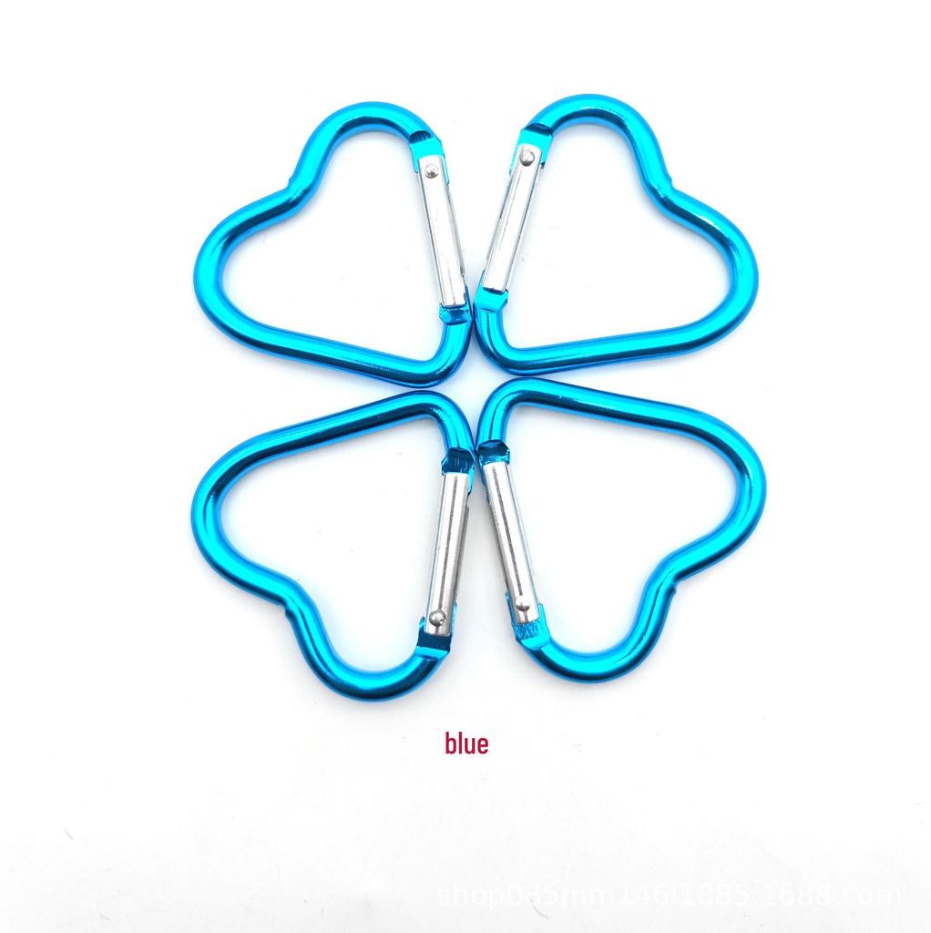 New Colorful Heart Carabiner: Aluminum Alloy Peach Heart Snap Hook with Cartoon Pendant