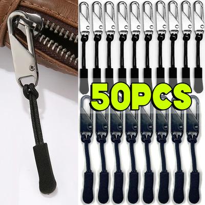 Quick Instant Zipper Repair Kit Universal Zipper Pulls with Cord Metal Zipper Sliders Replacement Bags Clothes Extend Puller