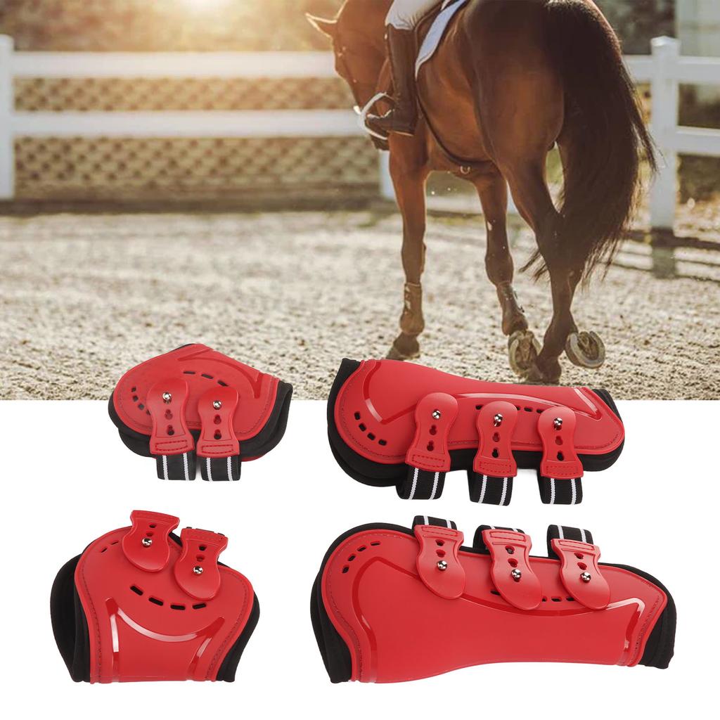 Fetlock Horse Boots Lightweight Breathable Wearproof Horse Hind Leg Boots for Horse Accessories Red