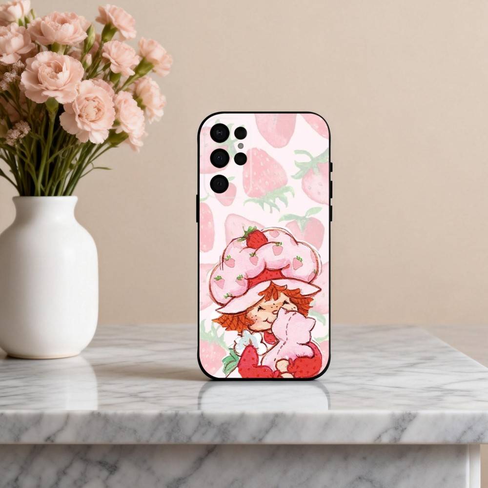 S-StrawberryS Vintage S-Shortcake  Phone Case For Samsung S25,24,23,22,30,21,10,9,Ultra,Plus,Lite,FE,4,5 G Soft Black Case