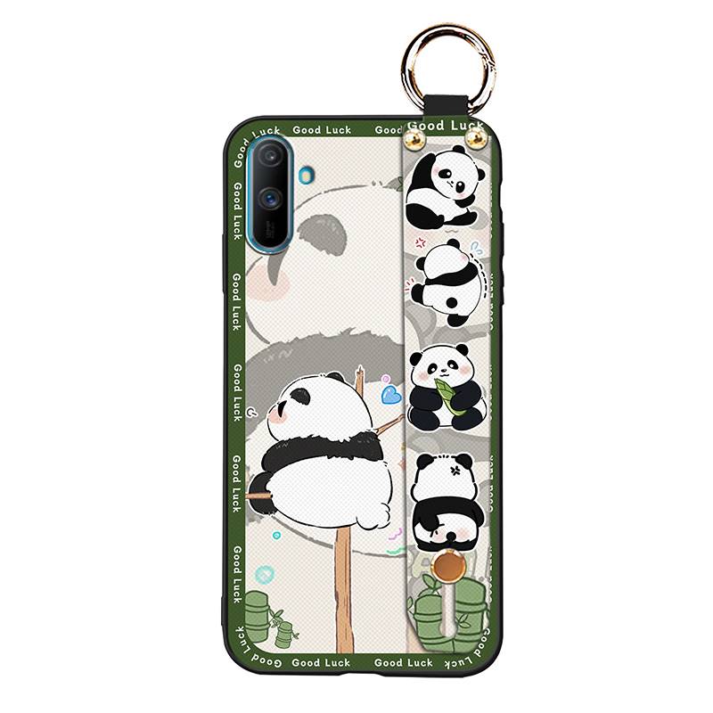 Ring Anti-knock Phone Case For OPPO Realme C3/C3i/Narz N10A Fashion Design Cartoon Dirt-resistant Durable Silicone Panda