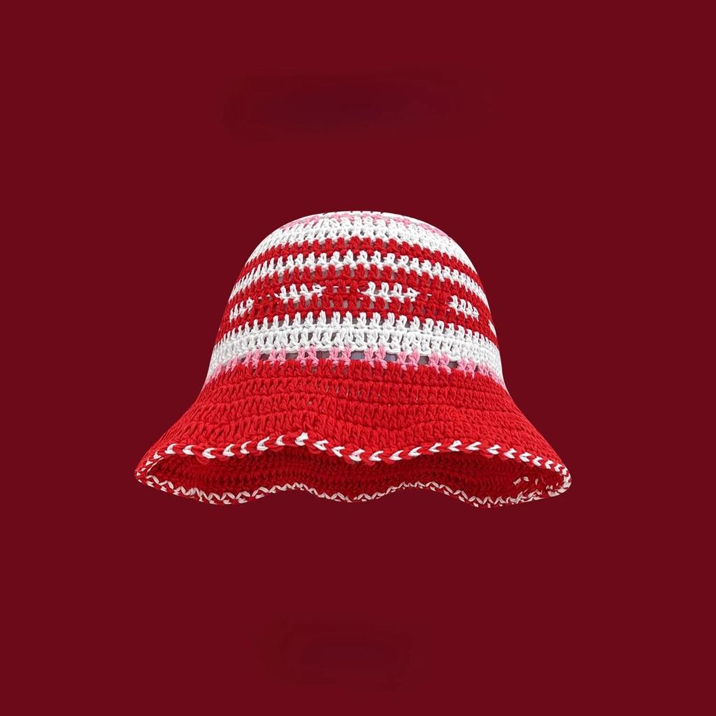 Y2K Korean-Japanese Hand Bucket Crochet Bucket Hats For Women Spring Autumn Winter Sun Cap Female Bow Designer Bob Basin Gorro