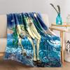 Fantasy Horse blanket with Ocean and Planet Background, Elegant Design blanket, suitable for use in the bedroom, living room, on the sofa