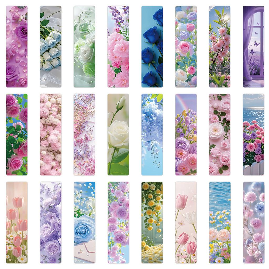24pc Flower And Floral Bookmark Creative Reading Paper Bookmark Small Gift