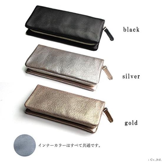 VIA DOAN Long Wallet Genuine Leather Soft Kip Made In Japan Large Capacity Round Zipper [VIA DOAN] Women's [No.701] (Black (10))