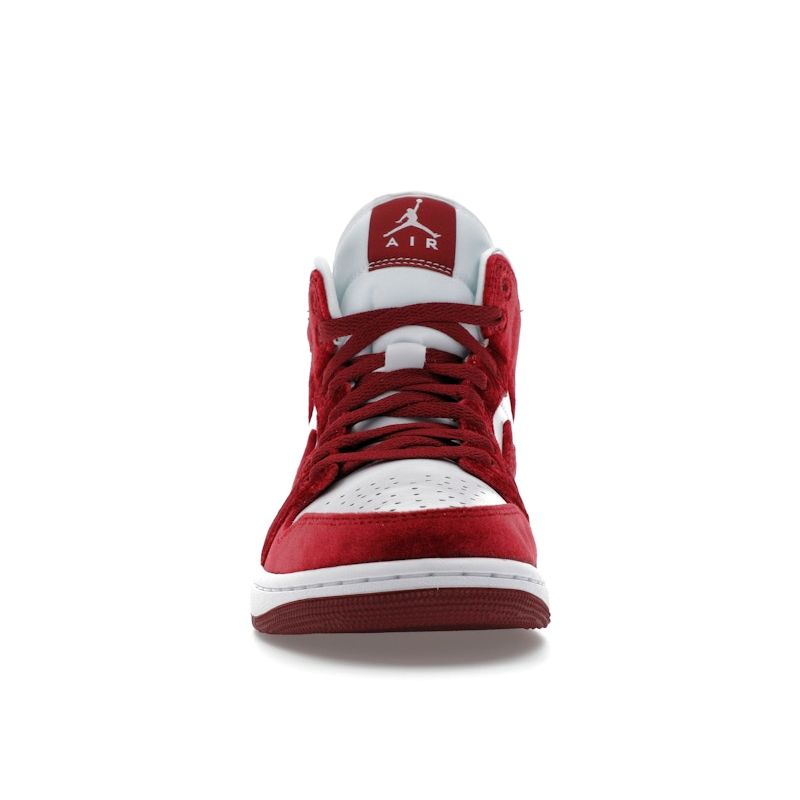 Air Jordan 1 Mid Red Velvet Women Sneakers White Black Team-Red FZ3334-100