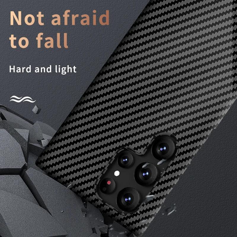 Ultra-Thin Carbon Fiber Pattern Phone Case For Samsung S22 S23 S24 S25 Ultra Plus Note 20 10 Plus Slim Shockproof PC Hard Cover