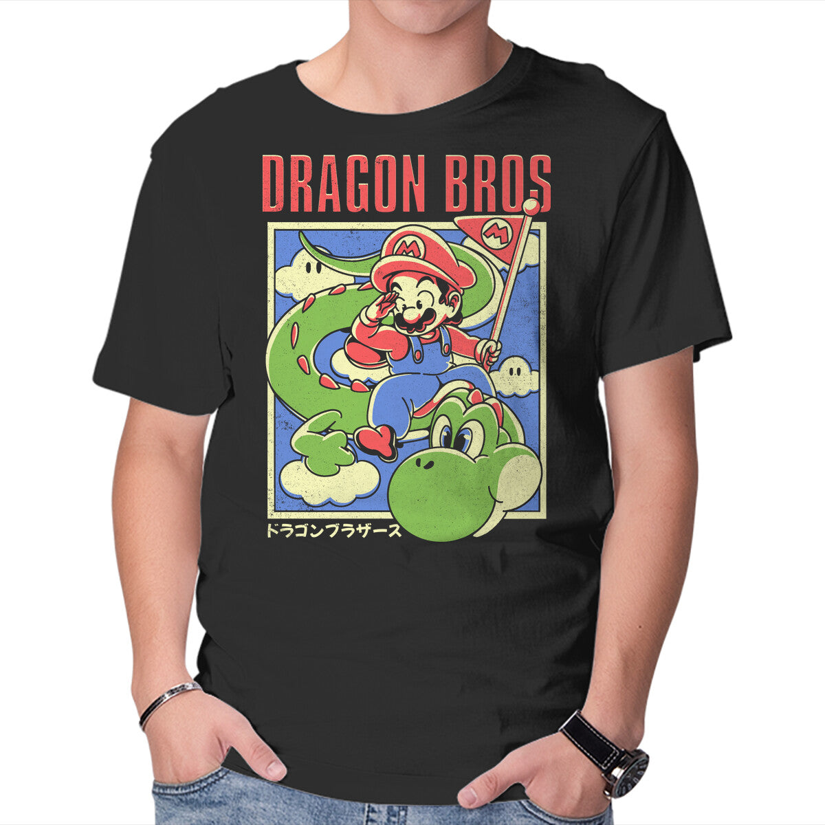 Unisex Crew Neck T-Shirt Dragon Bros Graphic Short Sleeve Casual Tee S