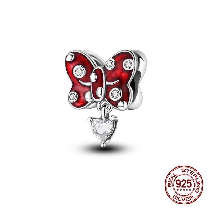 Red Color Series Charms Beads Copper Blood Heart Love Car Strawberry Fruit Dangle Fit Original Bangle Bracelet Diy Jewelry