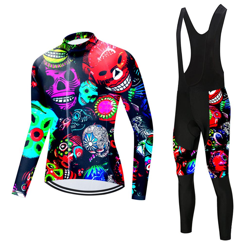 Set Long Sleeve Top Strap Pants Cycling Suit 2026 Autumn Breathable Cycling Suit Set