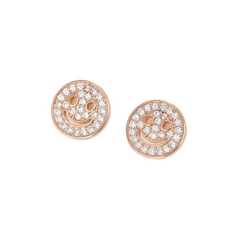 Hot-selling Needle Smiling Face Earrings Exquisite Small Micro-inlaid Zircon Earrings for Women's Temperament Earrings
