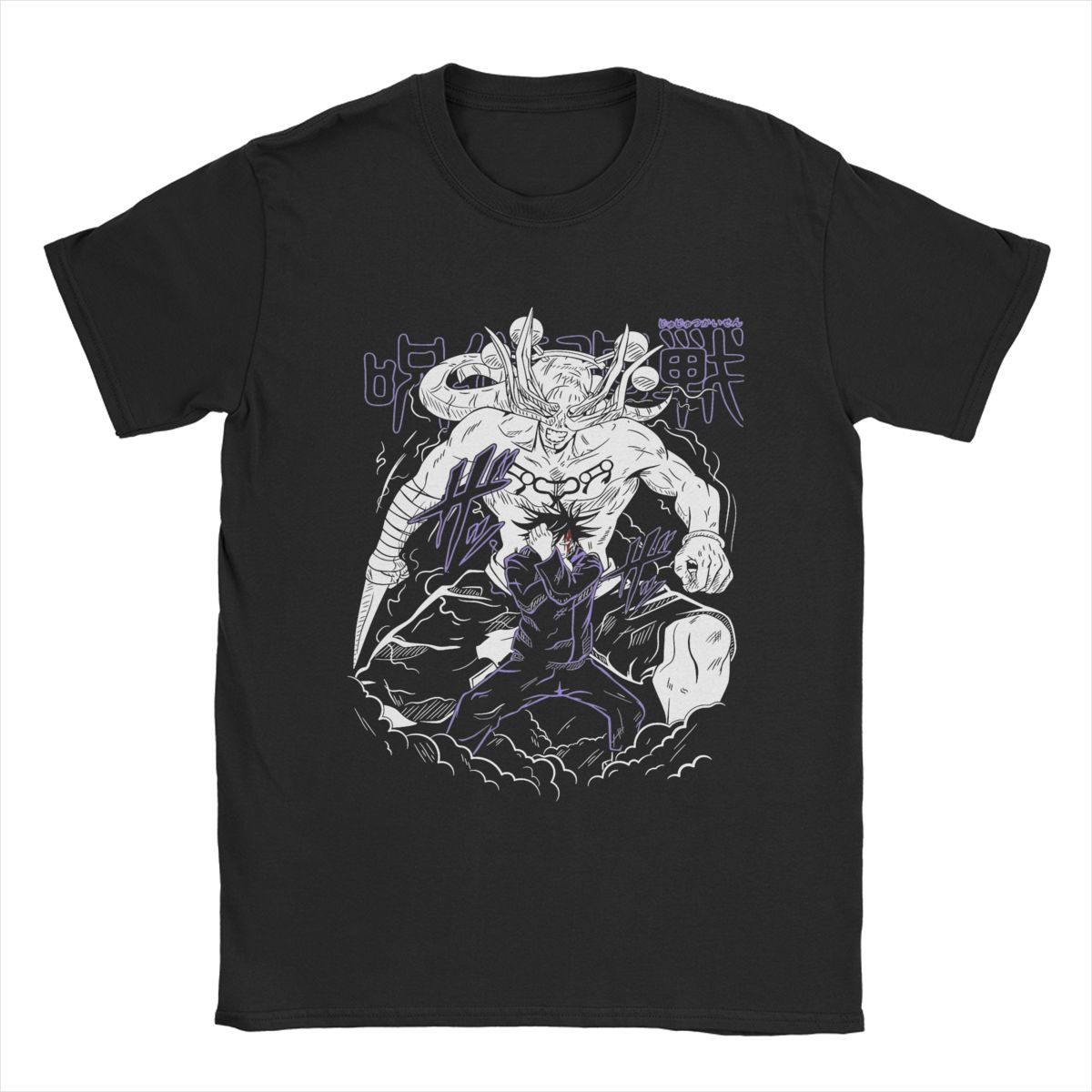 

JJK Аниме Проклятый Колдун Махорага Мужские Футболки Новинка Футболка Короткий Рукав Круглый Вырез Футболка Чистый Хлопок Подарок Топы S